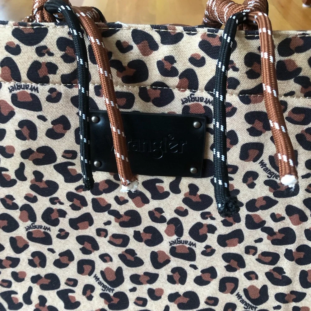 Wrangler Leopard Print Tote in Brown and Black - Picture 7 of 11